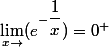 \lim_{x \to \0}(e^{-\dfrac{1}{x}})= 0^+